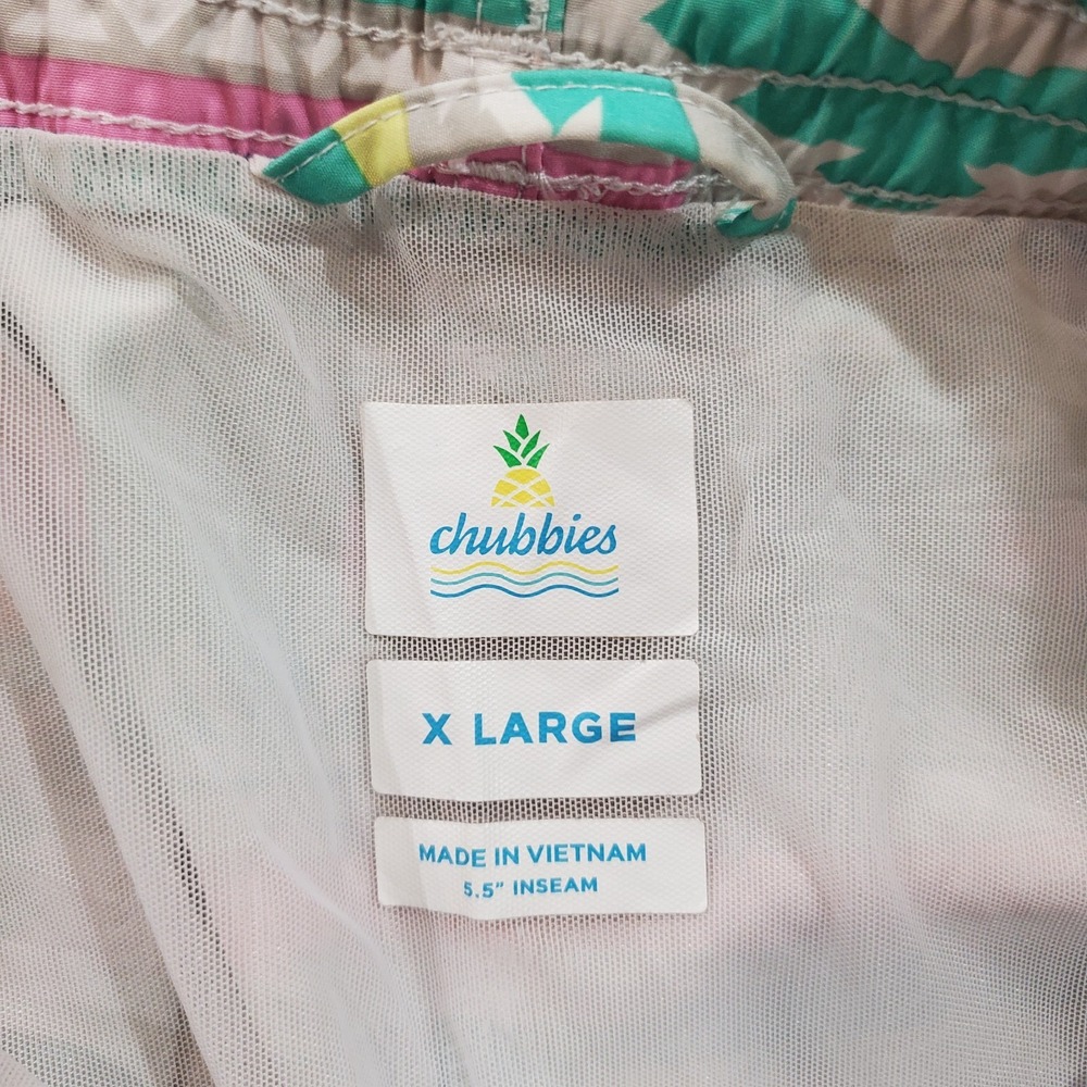 Chubbies 5.5" Swim Trunks Men's XL The En Fuegos Teal Orange Aztec Drawstring - Picture 8 of 12